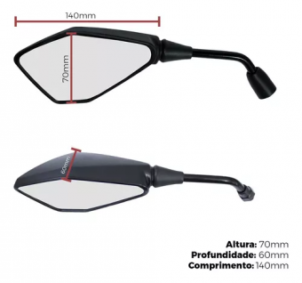 ESPELHO RETROVISOR WEB COLORS MINI PRETO ROSCA YAMAHA AWA