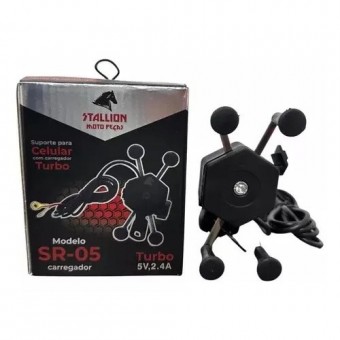 SUPORTE CELULAR TURBO C/CARREGADOR USB STALLION 