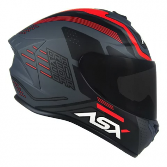 CAPACETE ASX DRAKEN COUGAR FOSCO CINZA/PRETO/VERMELHO 58