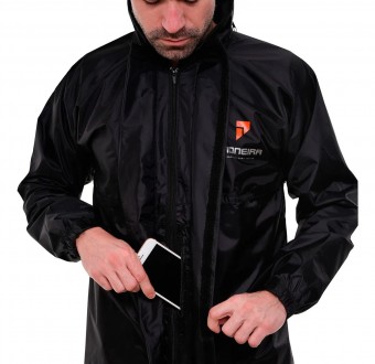 CONJUNTO CHUVA PIONEIRO NYLON FULL MASC. C/CAPUZ PRETO M