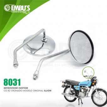 ESPELHO RETROVISOR CG 128 77-82 CROMADO MODELO ORIGINAL ILLION