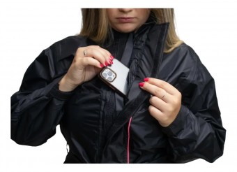 CONJUNTO CHUVA PIONEIRO NYLON FULL FEMIN. C/CAPUZ PRETO P