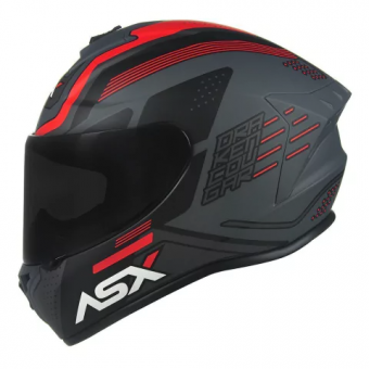 CAPACETE ASX DRAKEN COUGAR FOSCO CINZA/PRETO/VERMELHO 58