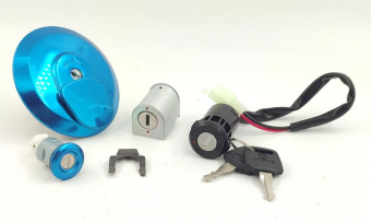 CONJUNTO CHAVE TITAN 125 02-08 (TAMPA TANQUE+TRAVA GUIDAO+PINO LATERAL+CONTATO) EMBUS
