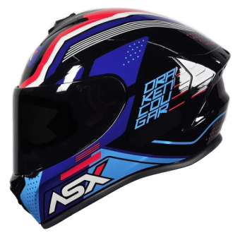 CAPACETE ASX DRAKEN COUGAR BRILHO PRETO/AZUL/VERMELHO 62