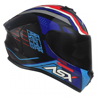 CAPACETE ASX DRAKEN COUGAR BRILHO PRETO/AZUL/VERMELHO 62